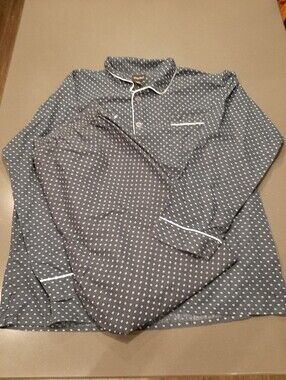 George Martin 2XL Navy Geometric Print Pajama Set Cotton Blend